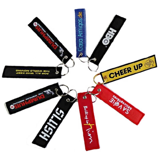 Embroidered Fabric Flight Key Tag