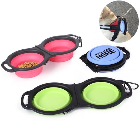 Portable Collapsible Dog Double Bowls