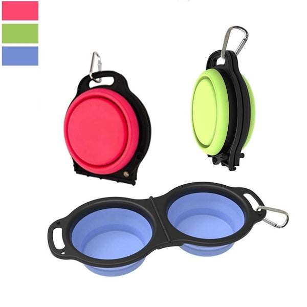 Portable Collapsible Dog Double Bowls