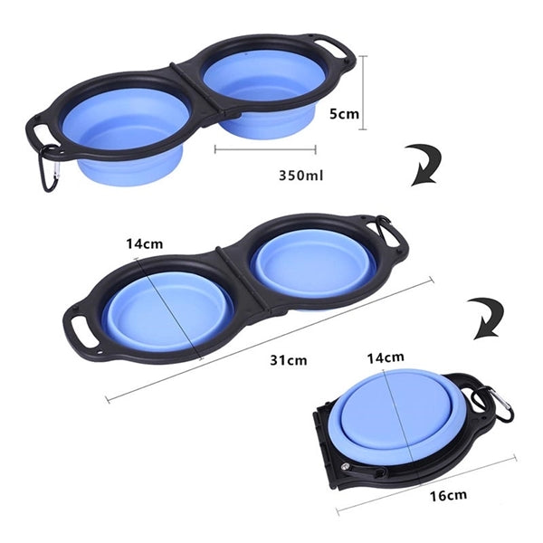 Portable Collapsible Dog Double Bowls