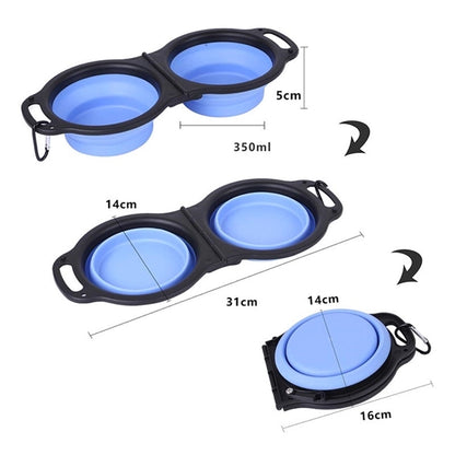 Portable Collapsible Dog Double Bowls