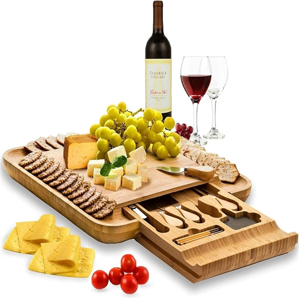 Bamboo Cheese Cutting Board Knife Serving Platter