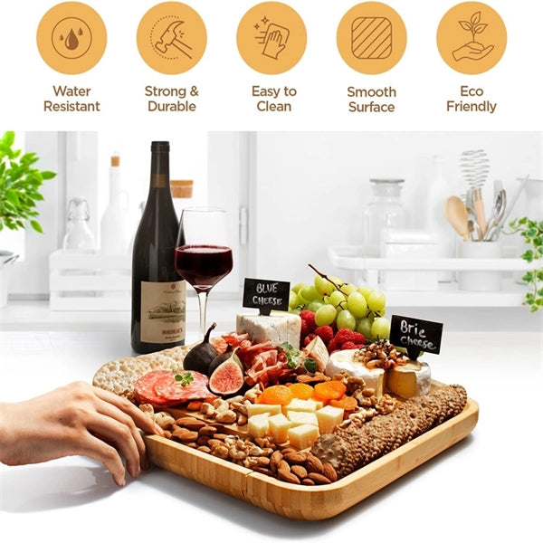 Bamboo Cheese Cutting Board Knife Serving Platter