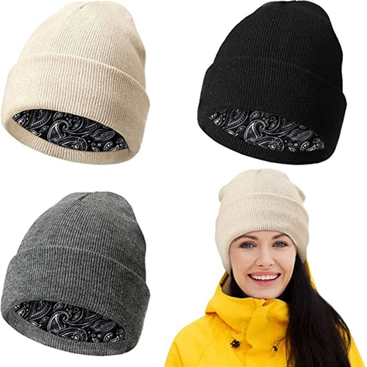 Winter Satin Lined Beanie Hat