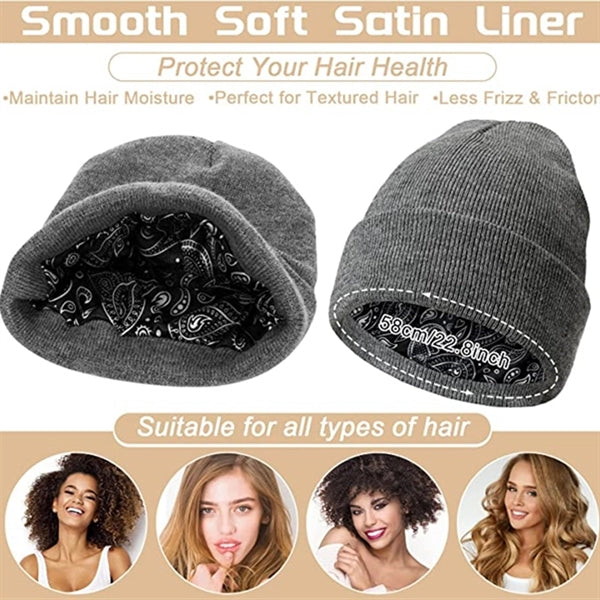 Winter Satin Lined Beanie Hat
