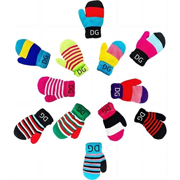 Striped Kids Mitten Knitted Gloves