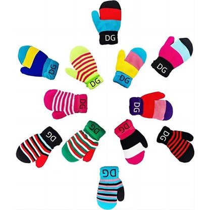 Striped Kids Mitten Knitted Gloves