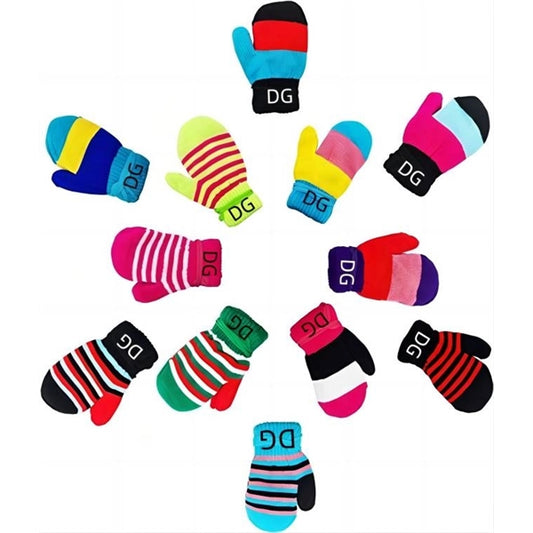Striped Kids Mitten Knitted Gloves