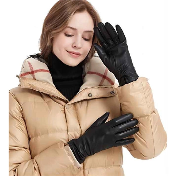 Womens Winter Leather Touchscreen Texting Warm Driving Lambs
