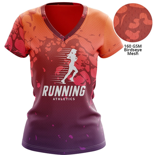 Women's 160 GSM Birdseye Mesh V-Neck Short Sleeve T-Shirt