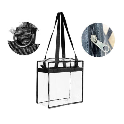 Clear zipper stadium tote bag