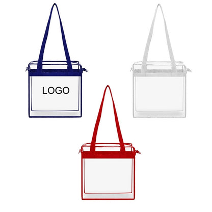 Clear zipper stadium tote bag