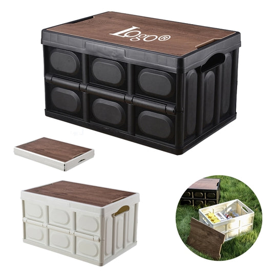 Collapsible Outdoor Storage Box with Wooden Lid