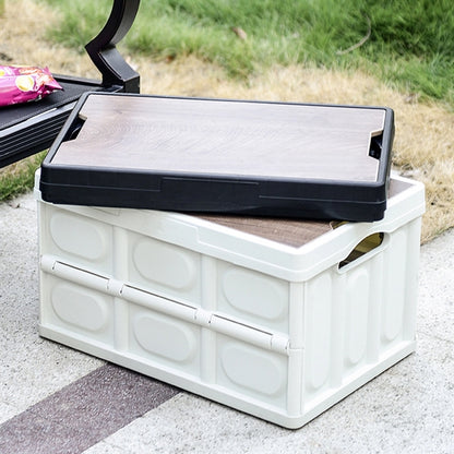 Collapsible Outdoor Storage Box with Wooden Lid