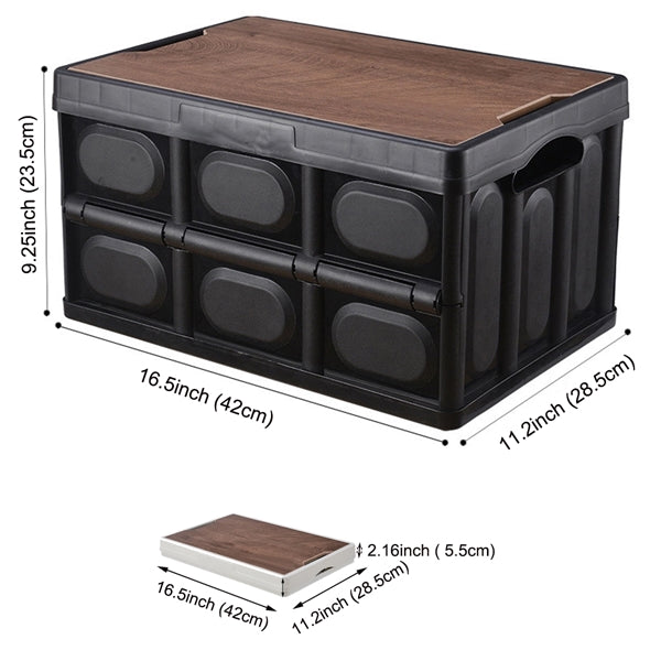 Collapsible Outdoor Storage Box with Wooden Lid