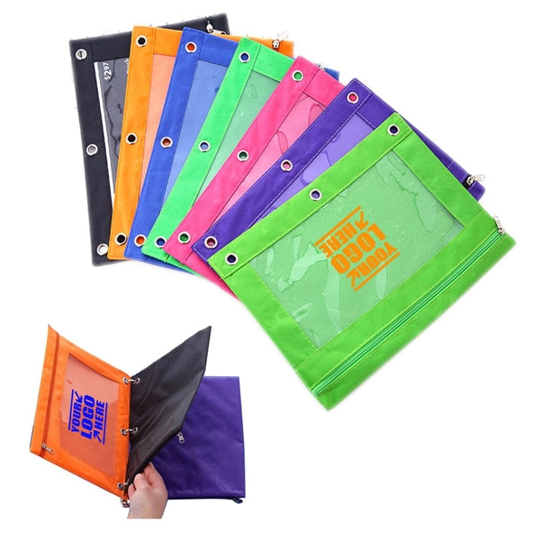 Binder Zippered Pencil Pouch With 3 Rings