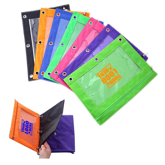 Binder Zippered Pencil Pouch With 3 Rings