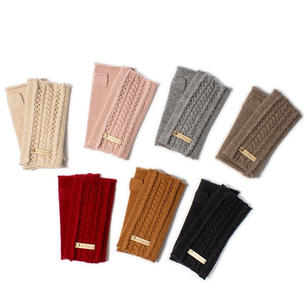 Cashmere Fingerless Gloves Wrist Warmers with Thumb Hole