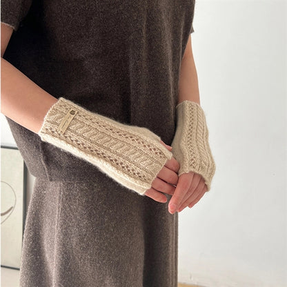 Cashmere Fingerless Gloves Wrist Warmers with Thumb Hole