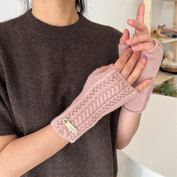 Cashmere Fingerless Gloves Wrist Warmers with Thumb Hole