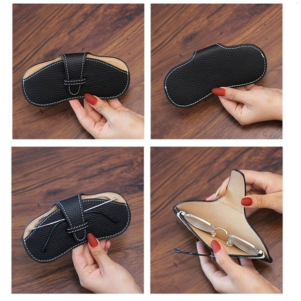 Portable Soft Genuine Leather Glasses Case