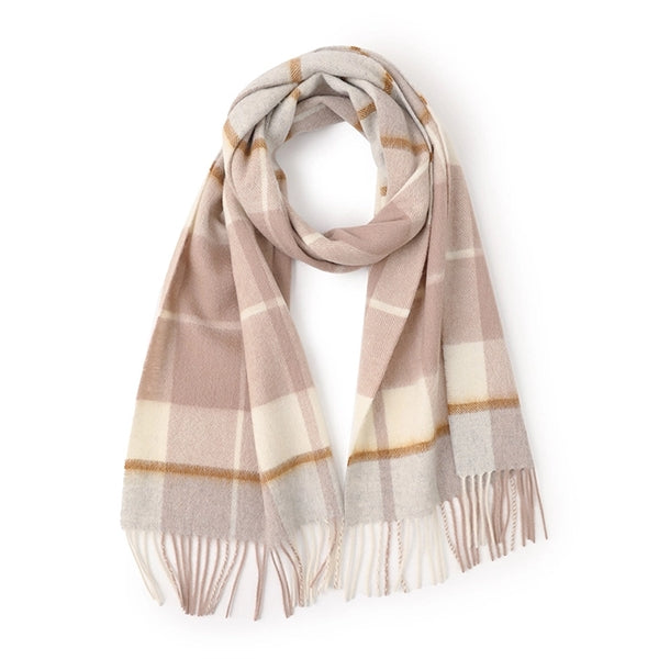 Woolen Plaid Pattern Tartan Winter Scarf  with Tassels