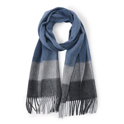 Woolen Plaid Pattern Tartan Winter Scarf  with Tassels