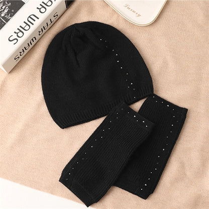 Pure Cashmere Winter Beanie Cap and Fingerless Gloves