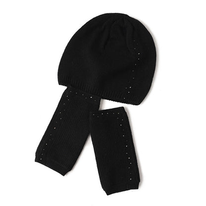 Pure Cashmere Winter Beanie Cap and Fingerless Gloves
