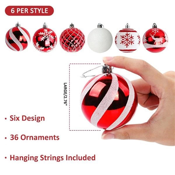 36Pcs 2.76'' Personalized Christmas Tree Decorations Ball