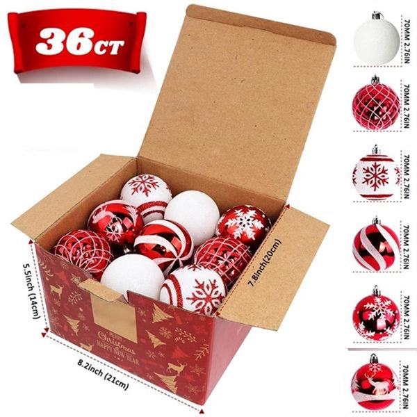 36Pcs 2.76'' Personalized Christmas Tree Decorations Ball