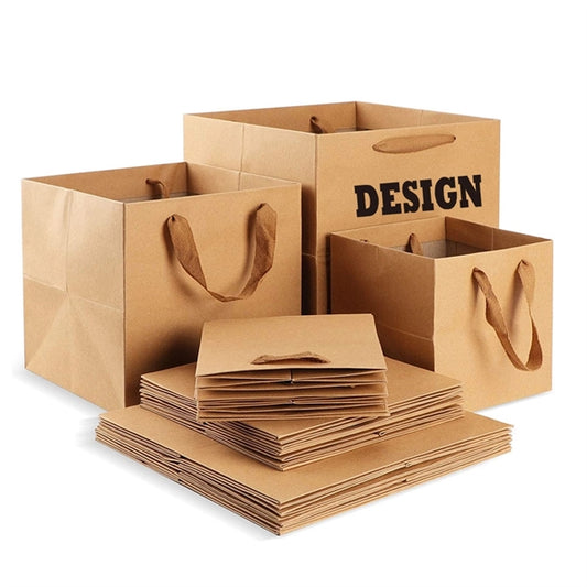 MOQ100 Square Kraft Paper Gift Bags