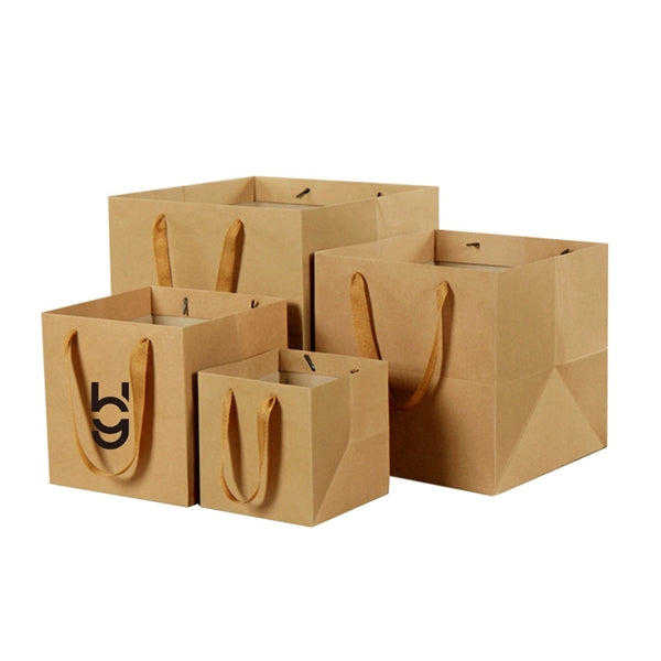 MOQ100 Square Kraft Paper Gift Bags