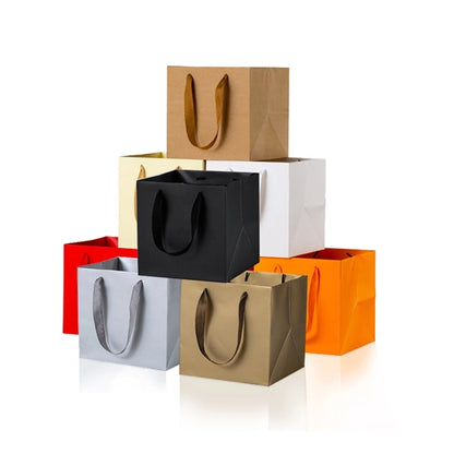 Custom Square Kraft Gift Bag Shopping Tote