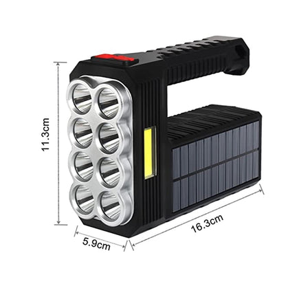 Solar Rechargeable Flashlight With Cob Sidelight