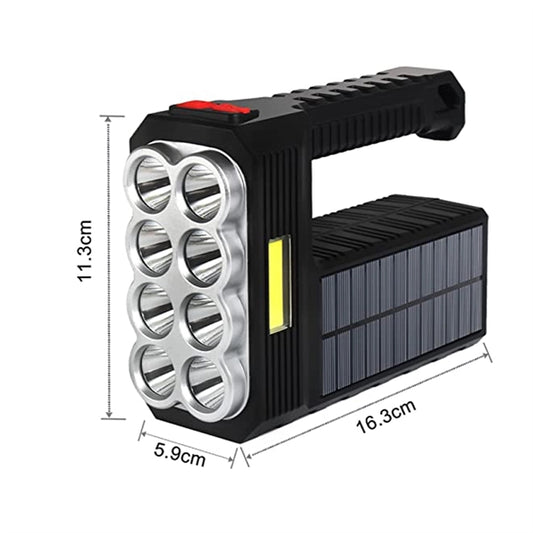 Solar Rechargeable Flashlight With Cob Sidelight