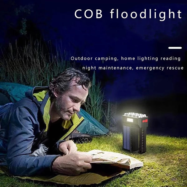 Solar Rechargeable Flashlight With Cob Sidelight