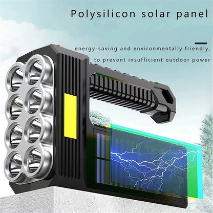 Solar Rechargeable Flashlight With Cob Sidelight