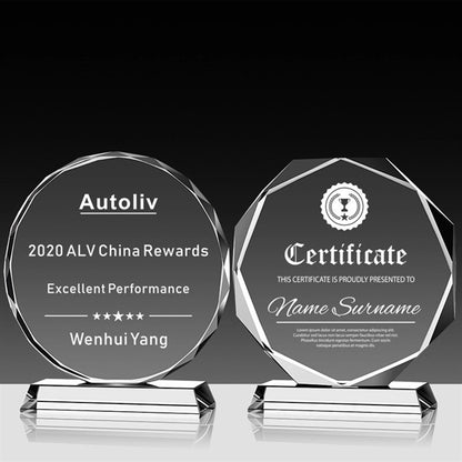 Octagon Diamond Shape Glass Crystal Award