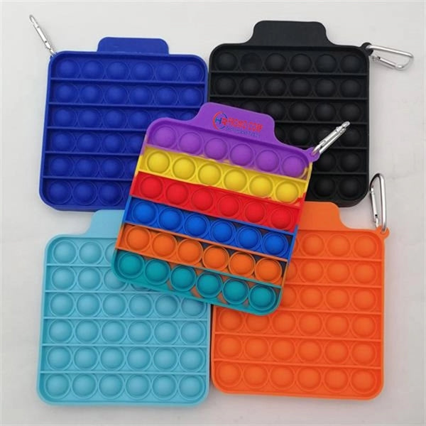 Square Bubble Fidget Sensory Toy With Carabiner