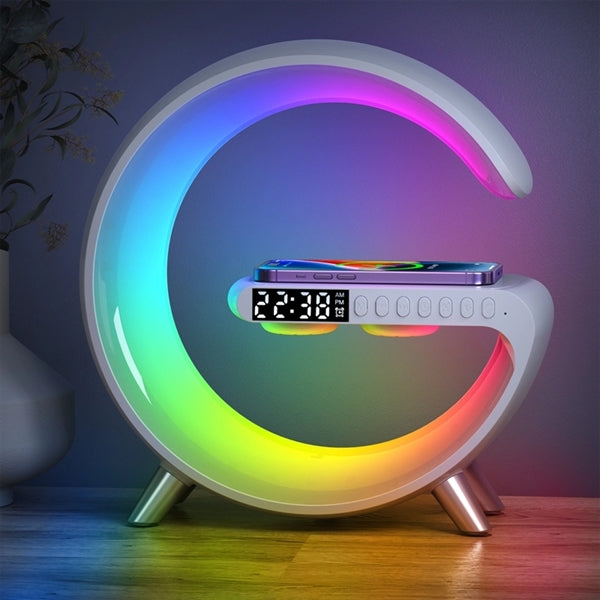 Bedside LED Lamp Wireless Charger With Bluetooth Speaker