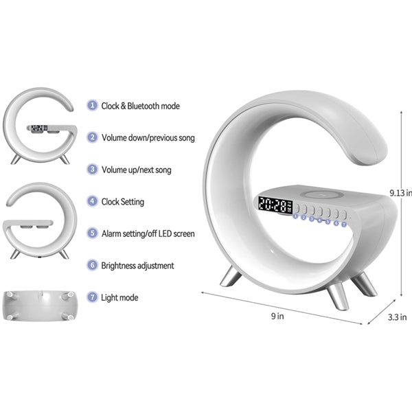 Bedside LED Lamp Wireless Charger With Bluetooth Speaker