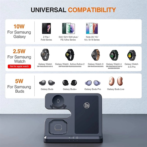 3 in 1 Wireless Charging Station Fast Charger Dock