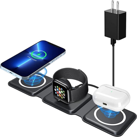 3 in 1 Portable Magnetic Triple Foldable Wireless Charger