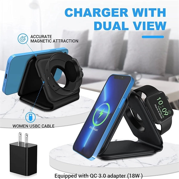 3 in 1 Portable Magnetic Triple Foldable Wireless Charger