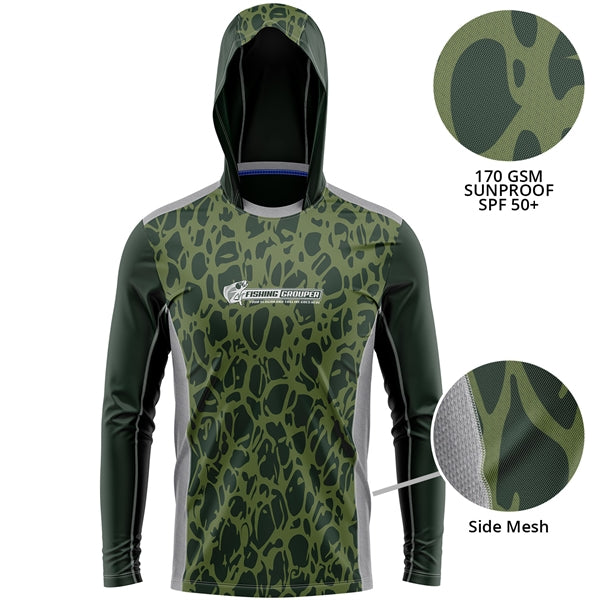 Mesh Fishing Long Sleeve Hoodie T-Shirt 170 GSM Sunproof