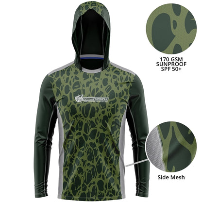 Mesh Fishing Long Sleeve Hoodie T-Shirt 170 GSM Sunproof