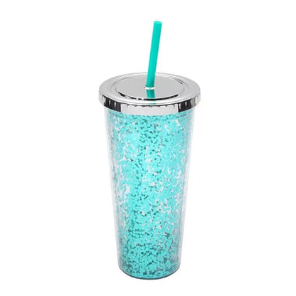 24Oz Glitter Tumbler With Lid And Straw
