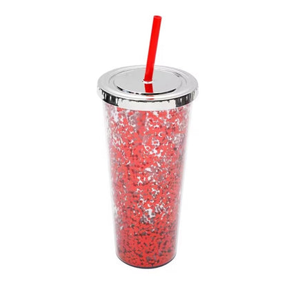 24Oz Glitter Tumbler With Lid And Straw