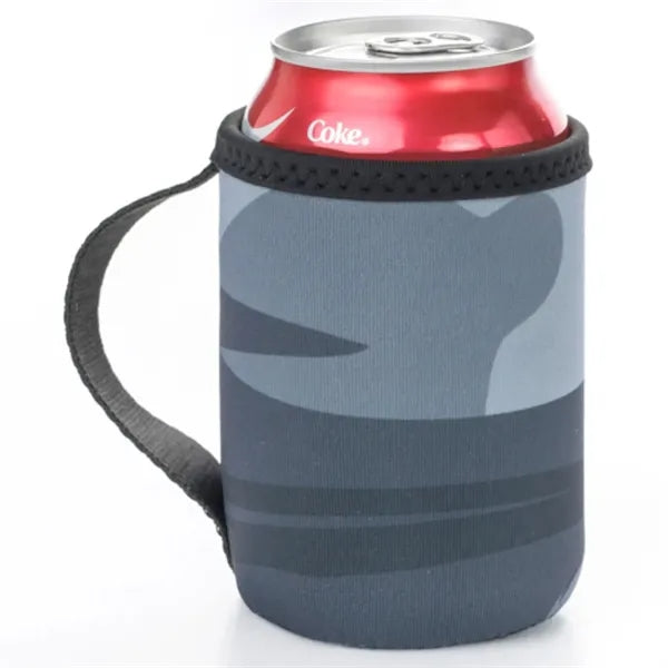 12 Oz. Neoprene collapsible camo Can Cooler w/ Strap Handle